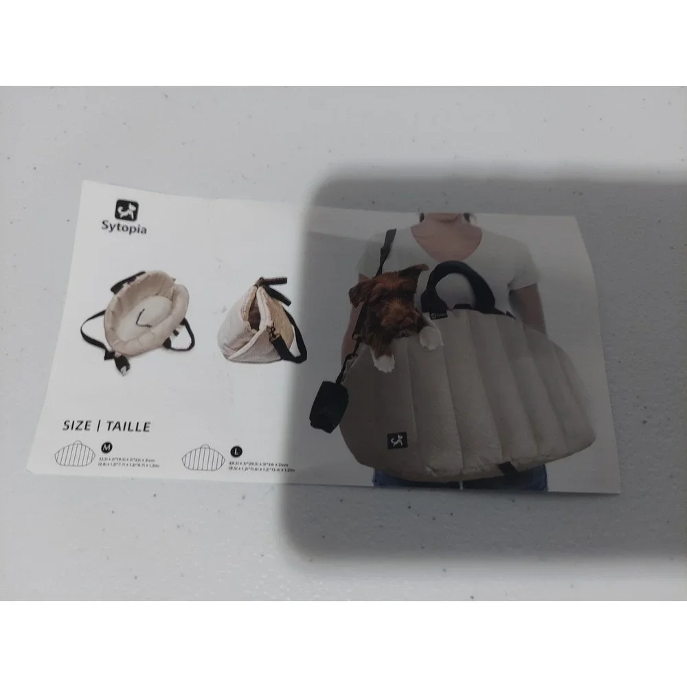 Sytopia Pet Carrier Shoulder Bag Quilted Beige Dog Cat‎ Travel Tote w Pad
